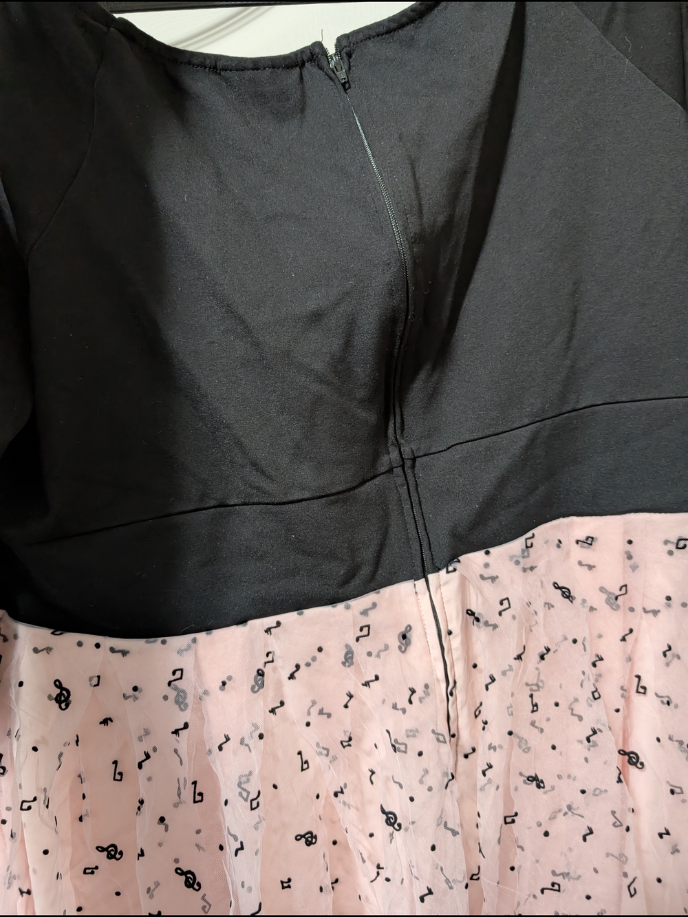 Unique Vintage Black Dress W/ Pink Tulle Musical Notes Bottom - Picture 4 of 4